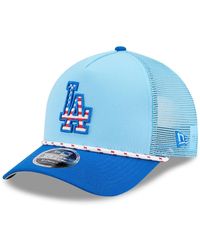 KTZ - Light Blue/royal Los Angeles Dodgers 2025 Fourth Of July 9forty A-frame M-crown Adjustable Trucker Hat - Lyst