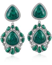 American West Jewelry - Sterling Silver Chrysocolla Malachite Chandelier Dangle Earrings - Lyst