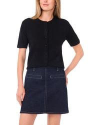 Vince Camuto - Covered Button Crewneck Cardigan Sweater - Lyst