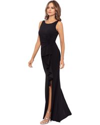 Betsy & Adam - Cascading-ruffle Boat-neck Gown - Lyst
