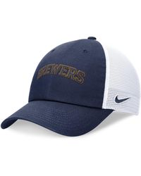 Nike - Navy Milwaukee Brewers Evergreen Wordmark Trucker Adjustable Hat - Lyst
