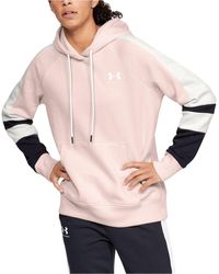 under armour black hoodie with pink logo