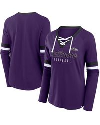 Fanatics - Baltimore Ravens Plus Size Won Done Lace-up V-neck Long Sleeve T-shirt - Lyst