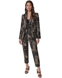 Donna Karan - Brushstroke Peak Lapel Statement Shoulder Pad Blazer Brushstroke Metallic Slim Leg Ankle Pants - Lyst
