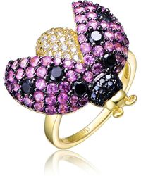 Rachel Glauber - Ra 14k Gold And Black Plated Multi Colored Cubic Zirconia Lady Bug Ring - Lyst