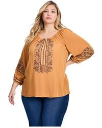Avenue - Plus Size Anna Embroidery Detail Top - Lyst