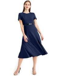 Calvin Klein - Petite Belted A-line Dress - Lyst
