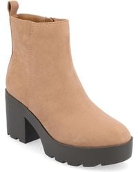 Journee Collection - Cassidy Platform Block Heel Lug Sole Booties - Lyst