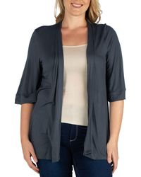 24seven Comfort Apparel - Plus Size Elbow Length Open Front Cardigan Sweater - Lyst