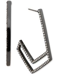 Karl Lagerfeld - Paris Hematite-tone Medium Pave Geometric Hoop Earrings - Lyst
