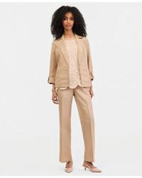 Kasper - Linen Blend Open Front Blazer Crocheted Top Linen Blend Pull On Pants - Lyst