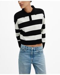 Mango - Striped Polo-neck Sweater - Lyst