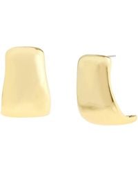 Steve Madden - Gold Vintage Curved Button Earrings - Lyst