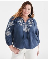 Style & Co. - Plus Size Embroidered Peasant Top - Lyst
