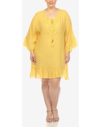 White Mark - Plus Size Sheer Embroidered Knee Length Cover Up Dress - Lyst