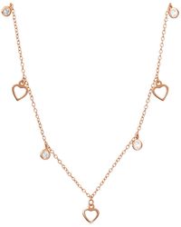Giani Bernini Cubic Zirconia & Heart Dangle Statement Necklace In 18k Rose Gold-plated Sterling Silver, 18 + 2" Extender, Created For Macy's - Natural