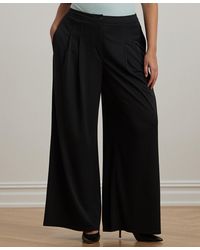 Ralph Lauren - Plus Size Pleated Stretch Jersey Wide-leg Pants - Lyst