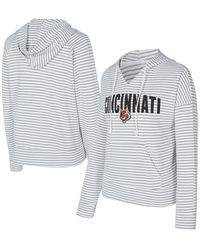 Concepts Sport - White/gray Cincinnati Bengals Liftoff Striped Notch Neck Pullover Hoodie - Lyst