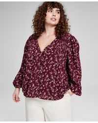 And Now This - Plus Size Floral Lace-trim Button-front Top - Lyst