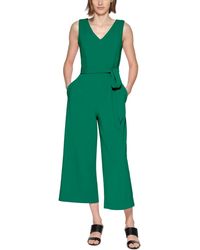 Calvin Klein - Shimmer Tie-waist Cropped Jumpsuit - Lyst