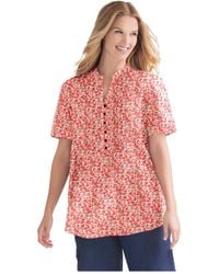 Woman Within - Plus Size Pintucked Half-button Tunic - Lyst