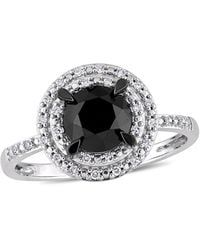 Macy's - Black And White Certified Diamond Double Halo Engagement Ring (1-5/8 Ct. T.w. - Lyst