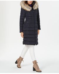 Laundry by Shelli Segal Faux-fur-trim Hooded Puffer Coat - Blue
