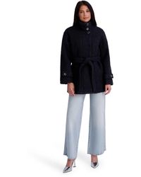 Kensie - Belted Faux Boucle Wool Jacket With Stand Collar - Lyst