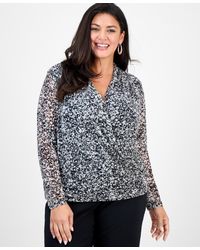 INC International Concepts - Plus Size Mesh Draped Top - Lyst