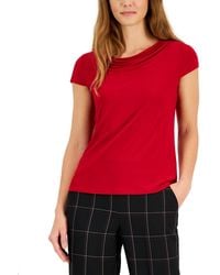 Kasper - Stretch Knit Cowl-neck Short-sleeve Top - Lyst