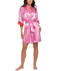 Linea Donatella - Pink Wrapper Satin Lace-cuff Robe - Lyst