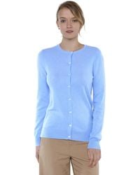 Jennie Liu - 100% Cashmere Button Front Long Sleeve Crewneck Cardigan Sweater - Lyst