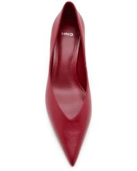 Mango - Kitten Heel Pointed-toe Faux Leather Pumps - Lyst