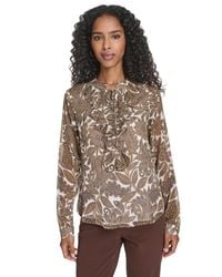 Tommy Hilfiger - Paisley Ruffle Long Sleeve Blouse - Lyst