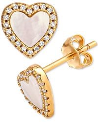 Giani Bernini - Mother Of Pearl & Cubic Zirconia Heart Stud Earrings In 18k Gold-plated Sterling Silver, Created For Macy's - Lyst