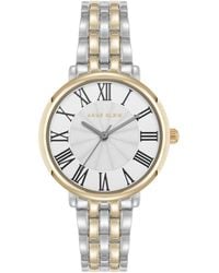 Anne Klein - Quartz Round Roman Numeral Two-tone Metal Alloy Watch - Lyst