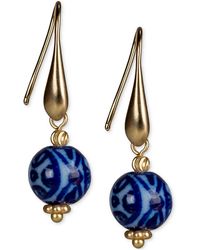 Patricia Nash Gold-tone Ceramic Bead Drop Earrings - Blue