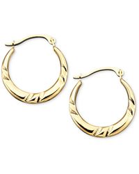 Macy's - 10k Gold Small Polished Pinched Hoop Earrings - Lyst