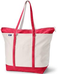Lands' End - Extra Large 5 Pocket Zip Top Long Handle Canvas Tote Bag - Lyst