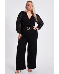 Quiz - Plus Size Chiffon Wrap Buckle Jumpsuit - Lyst