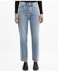 Mango - Forward Seams Detail Straight Jeans - Lyst