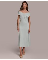 Donna Karan - Off-the-shoulder Crossover Midi Dress - Lyst