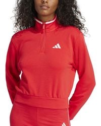 adidas - Essentials Color Pop French Terry Cropped Quarter Zip Top - Lyst