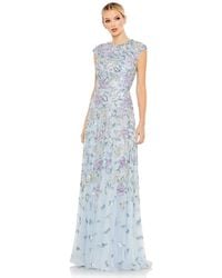 Mac Duggal - Sequined High Neck Cap Sleeve A Line Gown - Lyst