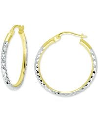 Giani Bernini - Textured Two-tone Small Hoop Earrings In Sterling Silver & 18k Gold-plate, 1", Created For Macy's - Lyst