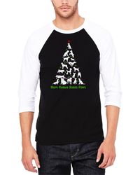 LA Pop Art - Here Comes Santa Paws Raglan Baseball Word Art T-shirt - Lyst