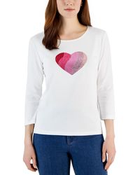 Karen Scott - Gem Heart Graphic Pullover Top - Lyst