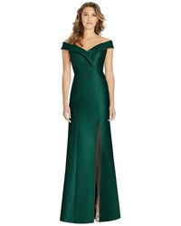 Alfred Sung Gwyneth Satin Sheath Gown in Green | Lyst