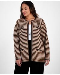 Anne Klein - Plus Size Long-sleeve Front-pocket Cardigan - Lyst