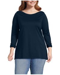 Lands' End - Plus Size Supima Cotton Adjustable 3/4 Sleeve Boatneck Tunic - Lyst